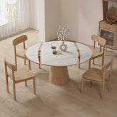 Elegant Brown Natural Sintered Stone Ash Wood Table - Modern Design fnl-269