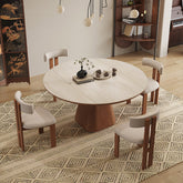 Modern Brown Sintered Stone and Solid Wood Dining Table fnl-277