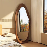 Mirror Brown Black Glass Solid wood fnls-6523