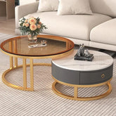 Stylish Sintered Stone & Metal Tea Table - White, Black, Gray & Brown Finishes frg-495