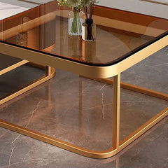Stylish Mixed-Material Tea Table with Sintered Stone Top and Synthetic Leather Storage frg-499