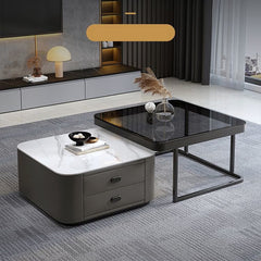 Modern Multi-Color Tea Table – Sintered Stone, Wood, and Metal Fusion frg-500