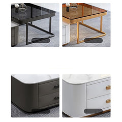 Modern Multi-Color Tea Table – Sintered Stone, Wood, and Metal Fusion frg-500