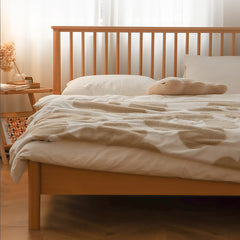 Elegant Bed Crafted from Premium Beech, Cedar, and Pine Wood fslmz-1090