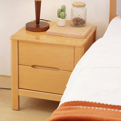 Charming Natural Brown & White Beech Wood Bedside Cupboard – Stylish Bedroom Storage Solution fslmz-1101