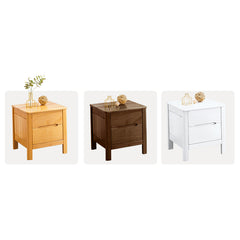 Charming Natural Brown & White Beech Wood Bedside Cupboard – Stylish Bedroom Storage Solution fslmz-1101