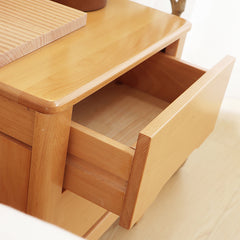 Charming Natural Brown & White Beech Wood Bedside Cupboard – Stylish Bedroom Storage Solution fslmz-1101