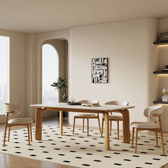 Stylish Multi-Material Table: Black, White, Gray, Brown, Natural Wood & Sintered Stone Top fsm-309