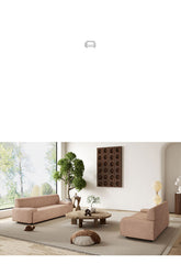 Stylish Scratch-Resistant Off White and Brown Sofa with Black Wood Particle Board Frame fsmy-396