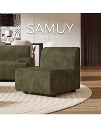 Stylish Scratch-Resistant Off White and Brown Sofa with Black Wood Particle Board Frame fsmy-396