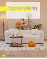 Luxury Off White Faux Lambswool Sofa with Silicon Fill and Wood Accents fsmy-448