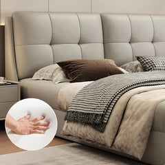 Bed Khaki Beige Light gray Dark gray Cowhide Leather Pine Solid wood Multi-layer board Synthetic leather fxbl-6384