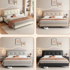 Bed Khaki Beige Gray Black Synthetic leather Pine Solid wood Multi-layer board fxbl-6385