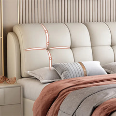 Bed Beige Blue Synthetic leather Solid wood Multi-layer board fxbl-6386