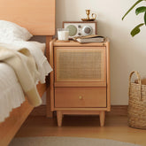 Chic Natural Beech Wood Bedside Cupboard with Glass Door - Multi-Layer Board Design fxgmz-588