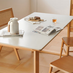 Stylish Multi-Layer Wood Dining Table with Elegant Natural Sintered Stone Top fxgmz-599