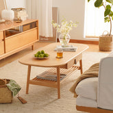 Stylish Beech Wood Multi-Layer Tea Table with Modern Metal Accents fxgmz-619