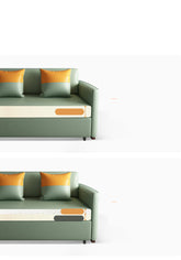 Convertible Sofa Bed with Green Dark Blue Light Gray Techno Fabric and White Wooden Frame fxgz-273