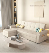 Convertible Sofa Bed in Off-White Gray with Blue, Green, Orange, and Brown Accents - Wood Frame & Techno Fabric fxgz-294