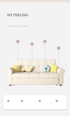 Convertible Sofa Bed in Off-White Gray with Blue, Green, Orange, and Brown Accents - Wood Frame & Techno Fabric fxgz-294