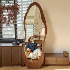 Mirror Black Brown Natural Solid wood Glass fydzj-6525
