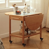 Stylish Light Oak Wood Tea Table with Metal and Nylon Accents - Natural Brown Finish fyg-666