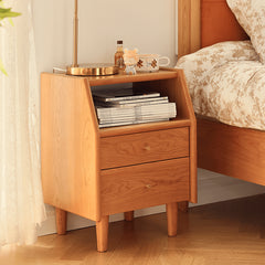 Elegant Bedside Cupboard in Rich Cherry, Tung, and Red Oak Wood Finishes fyg-675