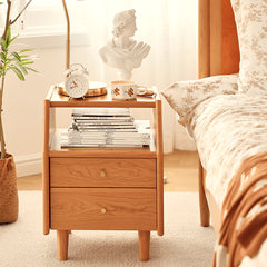 Elegant Bedside Cupboard in Rich Cherry, Tung, and Red Oak Wood Finishes fyg-675