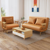 Premium Leathaire Sofa with Solid Wood Frame in Dark Gray, Beige, Light Blue & Vibrant Orange fyj-1247