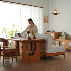 Stunning Natural Cherry Wood Table - Premium Fraxinus Mandshurica Design fyx-841