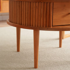 Stunning Natural Wood Tea Table | Cherry & Oak Wood with Copper Accents fyx-870