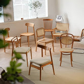 Elegant Natural Wood Chair in Cherry or Oak with Plush Cushioning and Durable Upholstery fyx-884