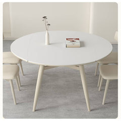 White Sintered Stone Table with Oak Wood Multi-Layer Board for Stylish Home Decor hagst-559