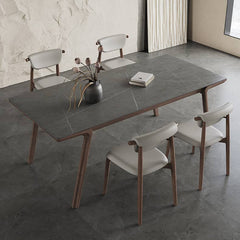 Sleek Gray Sintered Stone Table with Elegant Ash Wood Base hagst-564