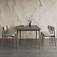 Sleek Gray Sintered Stone Table with Elegant Ash Wood Base hagst-564