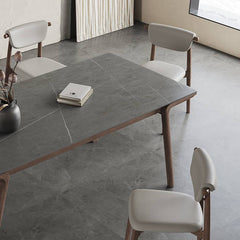 Sleek Gray Sintered Stone Table with Elegant Ash Wood Base hagst-564