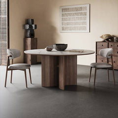 Sleek White Sintered Stone & Ash Wood Multi-Layer Board Table for Modern Spaces hagst-565