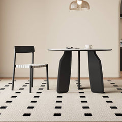 Elegant White Sintered Stone Dining Table with Oak Wood Multi-Layer Board hagst-568