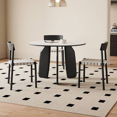 Elegant White Sintered Stone Dining Table with Oak Wood Multi-Layer Board hagst-568