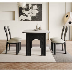 Sleek White Sintered Stone and Ash Wood Multi-Layer Board Table for Modern Interiors hagst-569