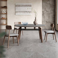 Elegant Gray Sintered Stone Table with Ash Wood Multi-Layer Board Finish hagst-574