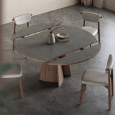 Modern Table with Elegant Gray Sintered Stone and Ash Wood Multi-Layer Board hagst-580