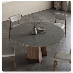 Modern Table with Elegant Gray Sintered Stone and Ash Wood Multi-Layer Board hagst-580