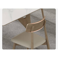 Sleek Off-White Faux Leather Chair with Natural Oak Wood Finish & Plush Foam Cushion hagst-814