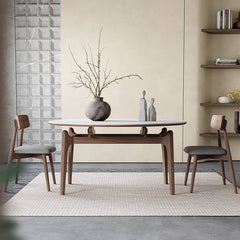 Stylish Grey Brown Oak Wood Chair with Foam and Faux Leather Upholstery hagst-815