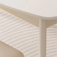 Elegant Beige Sintered Stone Dining Table with Sturdy Rubber Wood Base hglna-1459