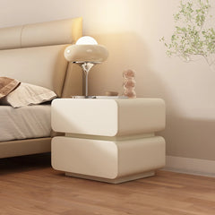 Stylish Faux Leather Nightstand with Modern Design - Perfect for Bedroom Decor and Storage hjd-3143
