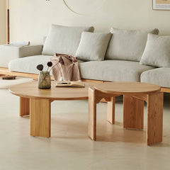 Elegant Natural Ash Wood Tea Table - Perfect for Modern Living Spaces hjhms-1043