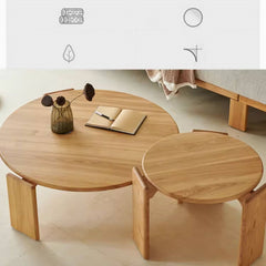 Elegant Natural Ash Wood Tea Table - Perfect for Modern Living Spaces hjhms-1043