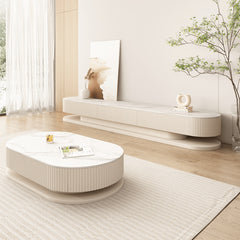 Elegant White-Beige Sintered Stone & Solid Wood TV Cabinet – Modern & Sturdy Design hjl-1178